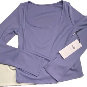 ALO Yoga Purple Fitted Long Sleeve Bodysuit